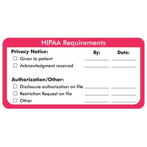 HIPAA REQUIREMENTS LABEL, Item # MAP7130